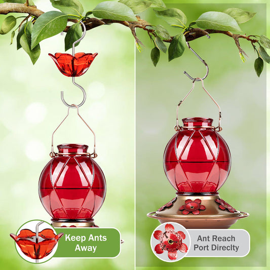 BOLITE Ant Moat for Hummingbird Feeders, 5 Oz Ant Guard with Large Capacity, Hanging Ant Guard for Outdoors, Red Flower Shape, 2 Pack