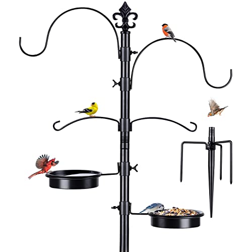BOLITE Bird Feeding Station for Outside, 87 Inch Enhanced Bird Feeder Stand Pole, Black