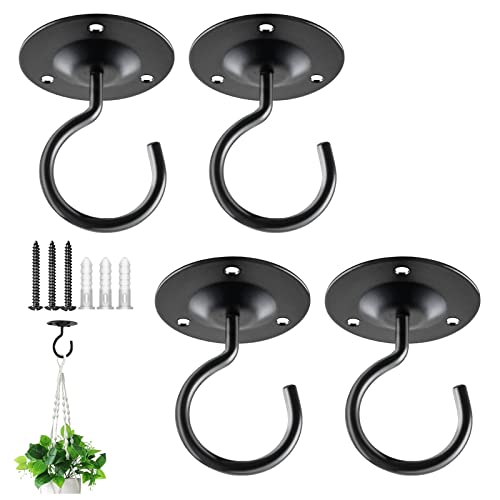 BOLITE Ceiling Hooks for Hanging Plants, Wall Mount Metal Hangers for Bird Feeders, Plants, Lanterns, String Lights, Wind Chimes, Indoor and Outdoor Decorations, Retro White, 4 Pack