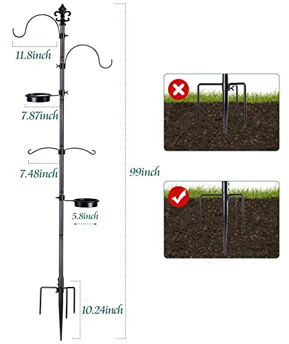 BOLITE Bird Feeding Station for Outside, 87 Inch Enhanced Bird Feeder Stand Pole, Black