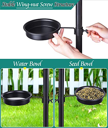 BOLITE Bird Feeding Station for Outside, 87 Inch Enhanced Bird Feeder Stand Pole, Black