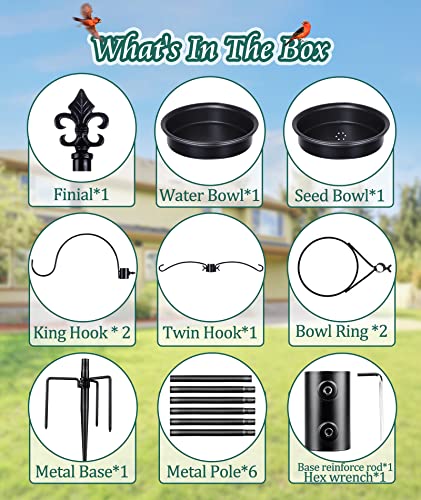 BOLITE Bird Feeding Station for Outside, 87 Inch Enhanced Bird Feeder Stand Pole, Black