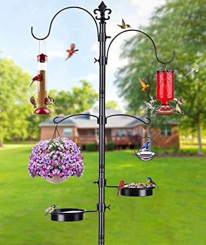BOLITE Bird Feeding Station for Outside, 87 Inch Enhanced Bird Feeder Stand Pole, Black