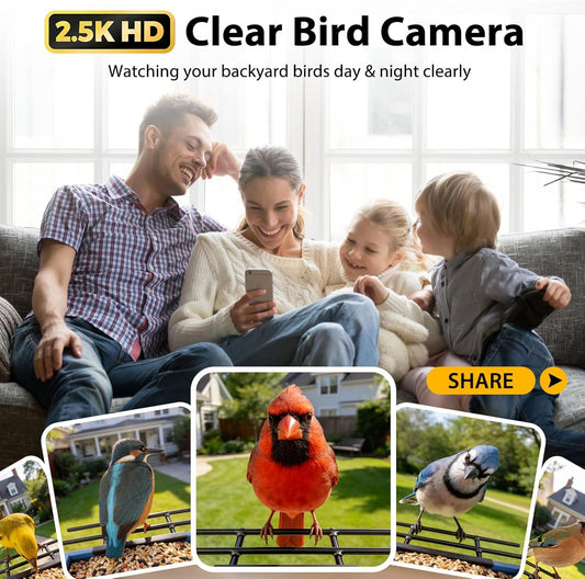 Smart Bird Feeder with Camera 2.5K HD, BOLITE Bird House for Outdoors, AI Auto-Capture & Motion Detection, Weatherproof Camera, Solar Powered, Ideal Gift for Men Women Mom Dad & Bird Lovers, Blue