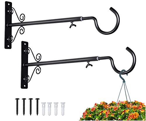 BOLITE 18023 Bird Feeder Hanger(16 to 24 Inch), Adjustable Hanging Plant Bracket, Wall Hooks for Hanging Bird Feeders, Planters, Lanterns, Wind Chimes, String Lights, 2 Pack